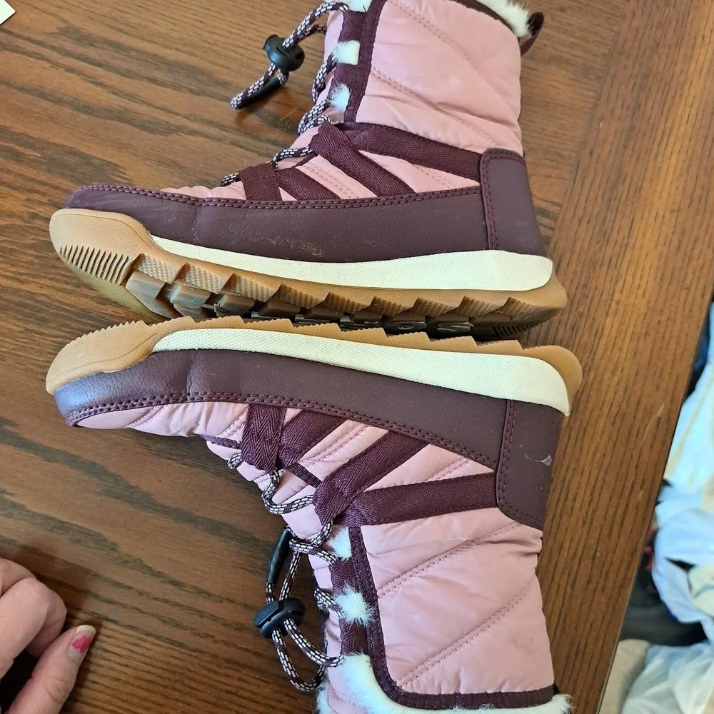 Sorel Whitney II Short Lace Waterproof Pink Plum Winter Boots Kids 3 NY5173-627
